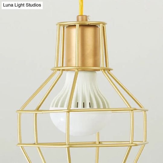 Minimalist Metallic Grenade Cage Ceiling Light - 5 Bulbs Staircase Suspension Lighting