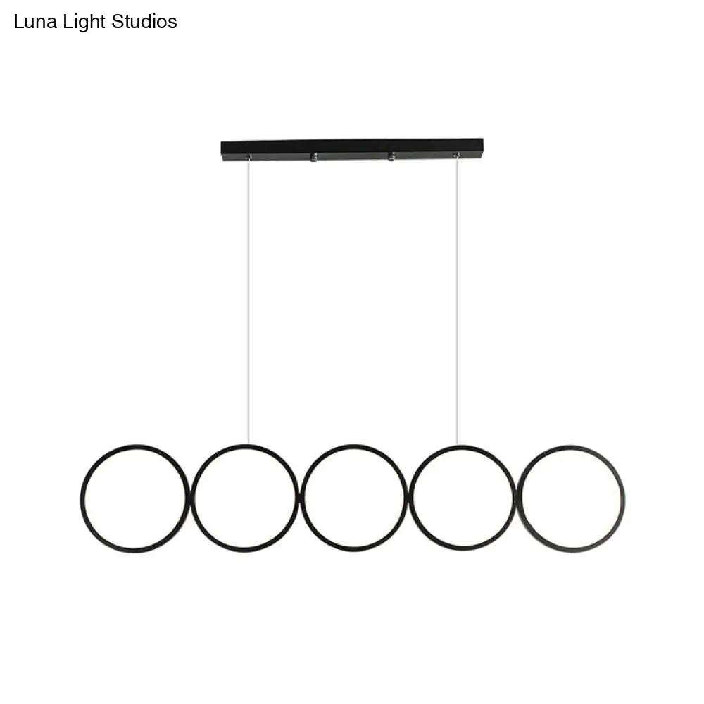 Minimalist Metallic Led Black Island Suspension Lamp - Warm/White Light 31.5/39.5