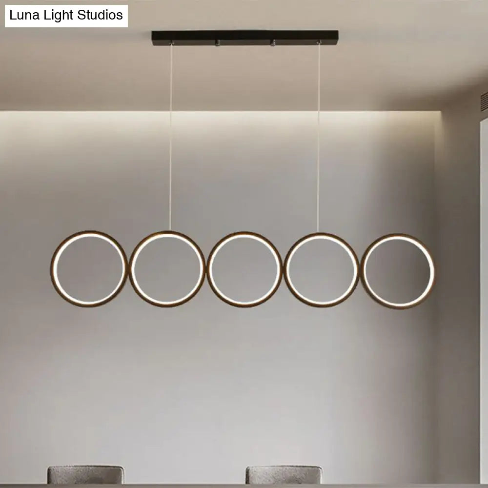 Minimalist Metallic Led Black Island Suspension Lamp - Warm/White Light 31.5/39.5