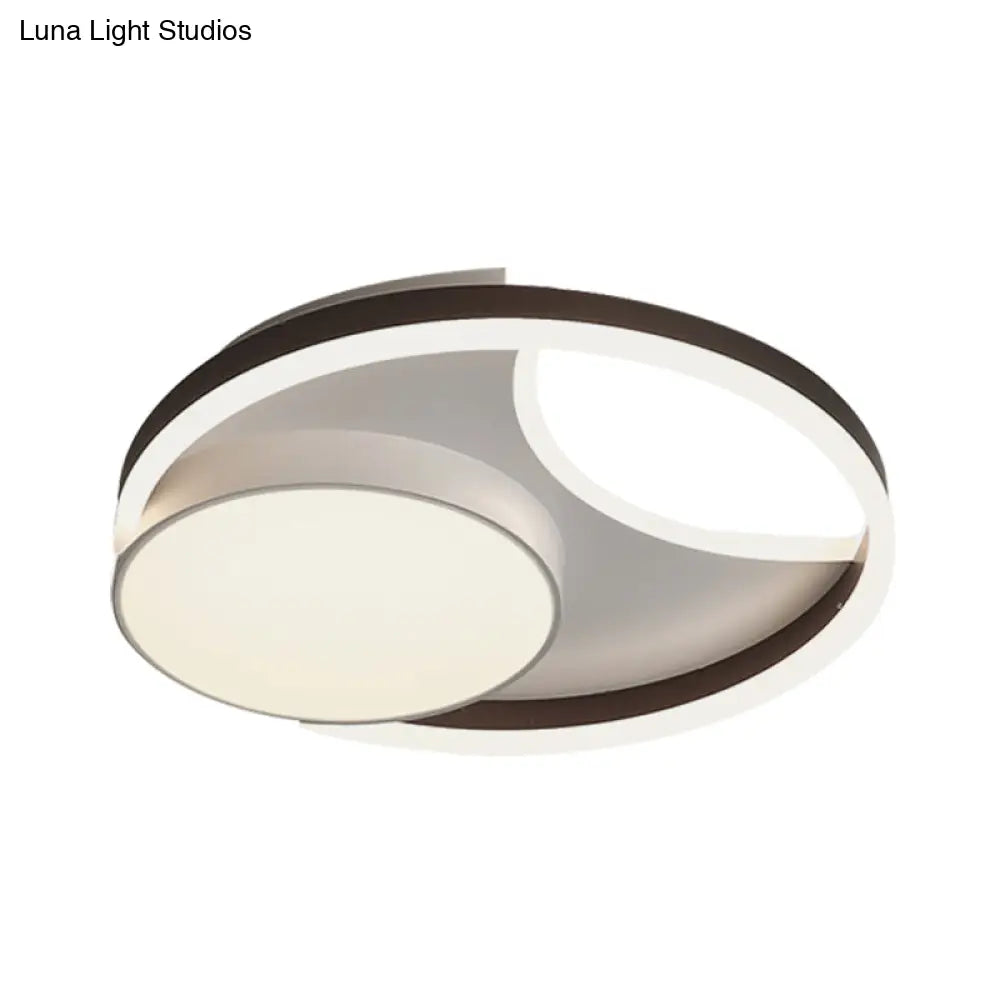 Minimalist Metallic Led Ceiling Mounted Flushmount Lighting In Coffee For Bedroom - 16.5’/20.5’ Wide