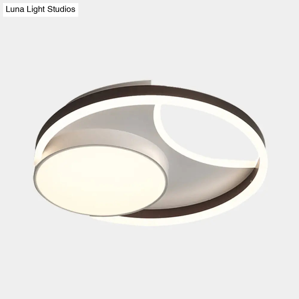 Minimalist Metallic Led Ceiling Mounted Flushmount Lighting In Coffee For Bedroom - 16.5/20.5 Wide