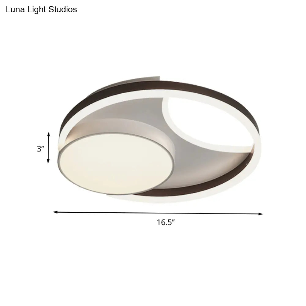 Minimalist Metallic Led Ceiling Mounted Flushmount Lighting In Coffee For Bedroom - 16.5/20.5 Wide