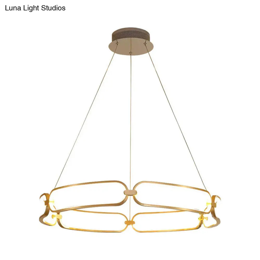 Minimalist Metallic Led Chandelier For Ceiling With Circular Design - Gold Finish Warm/White Light