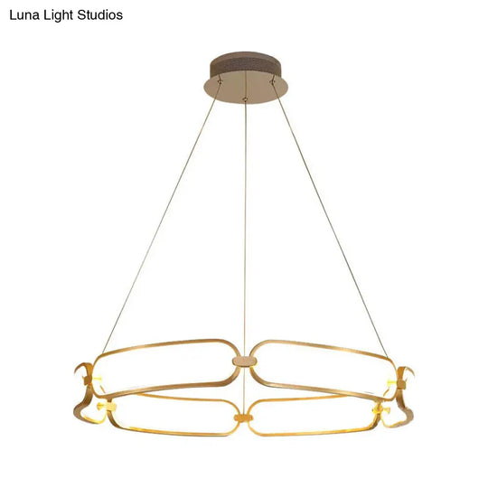 Minimalist Metallic Led Chandelier For Ceiling With Circular Design - Gold Finish Warm/White Light