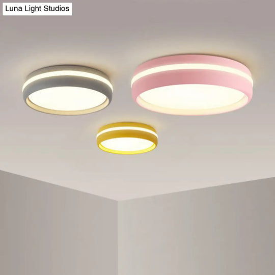 Minimalist Metallic Led Flush Mount Ceiling Light For Kindergarten