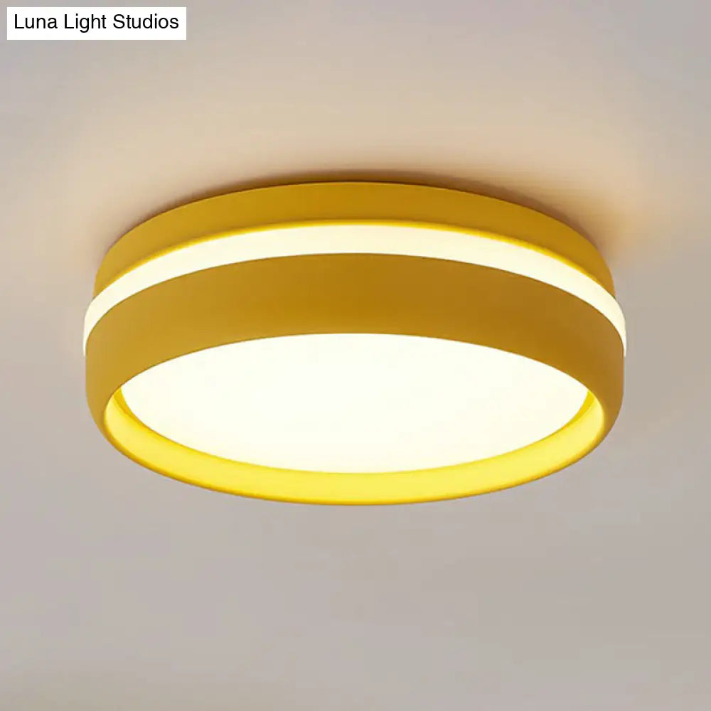 Minimalist Metallic Led Flush Mount Ceiling Light For Kindergarten