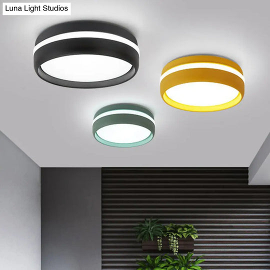 Minimalist Metallic Led Flush Mount Ceiling Light For Kindergarten