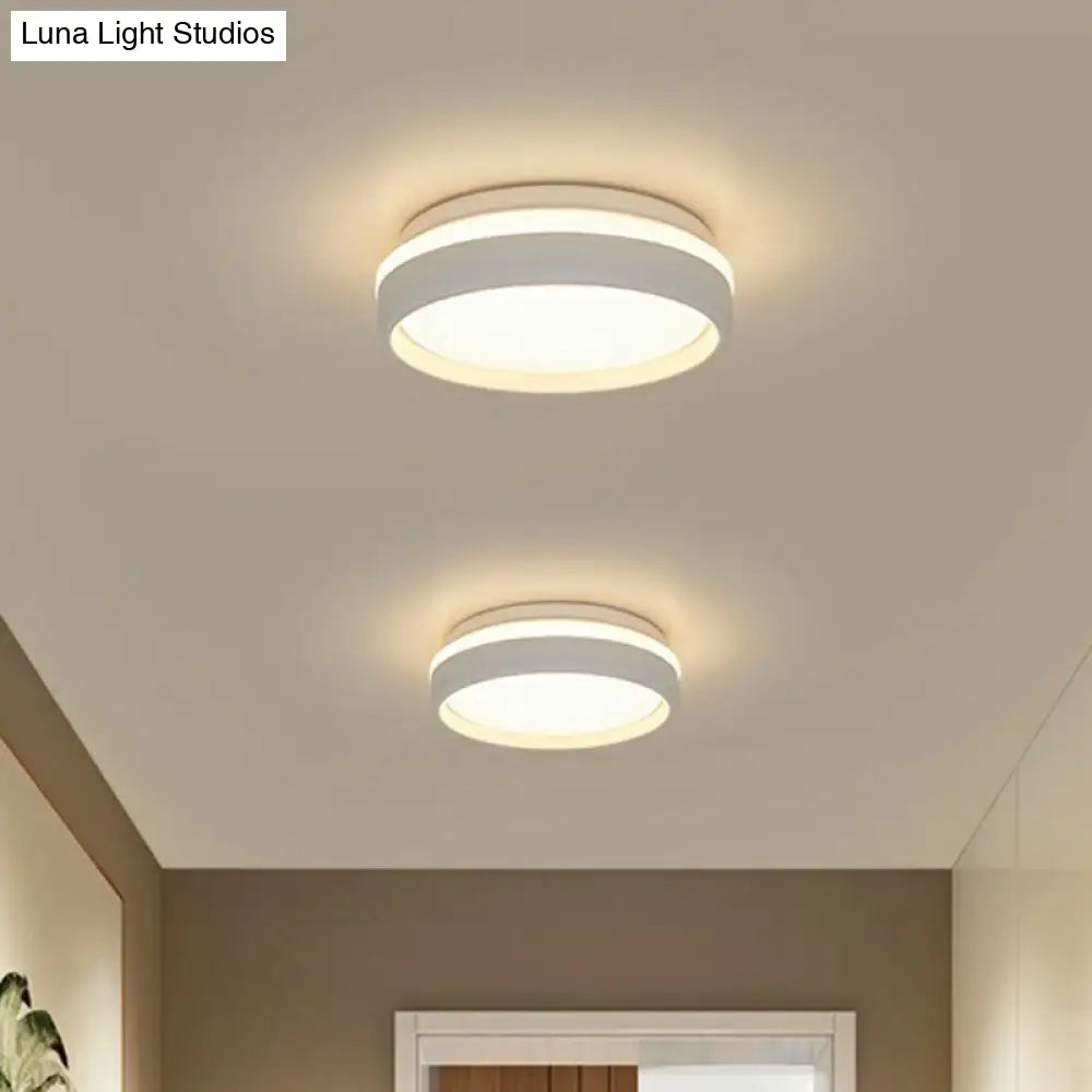 Minimalist Metallic Led Flush Mount Ceiling Light For Kindergarten White / Warm