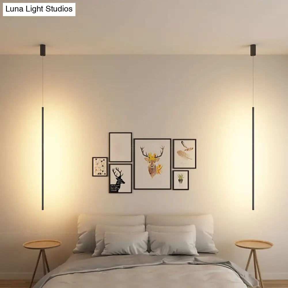 Modern Metallic Led Pendant Light With Minimalist Design In Black/Gold - Warm/White Illumination