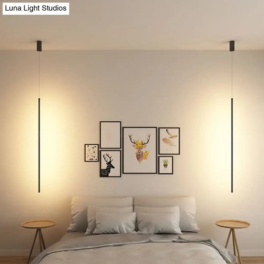 Modern Metallic Led Pendant Light With Minimalist Design In Black/Gold - Warm/White Illumination