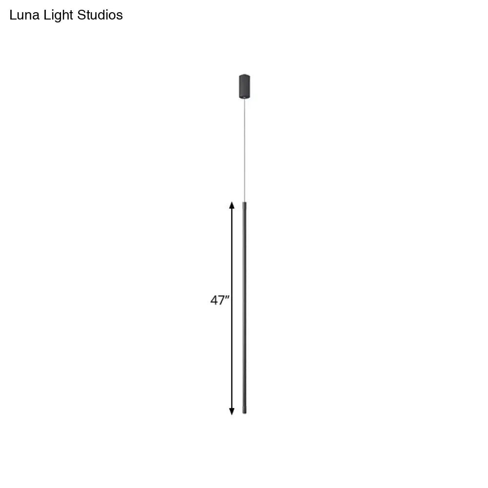 Minimalist Metallic Led Linear Pendant Lamp In Black/Gold With Warm/White Light - Suspended