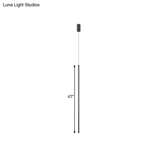 Minimalist Metallic Led Linear Pendant Lamp In Black/Gold With Warm/White Light - Suspended