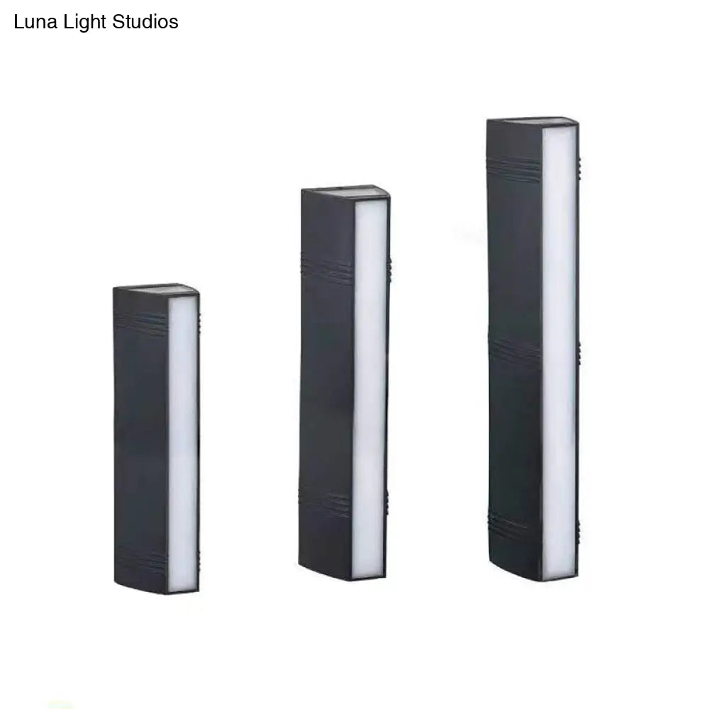 Minimalist Metallic Led Wall Sconce For Courtyard - Trapezoid Shape Black