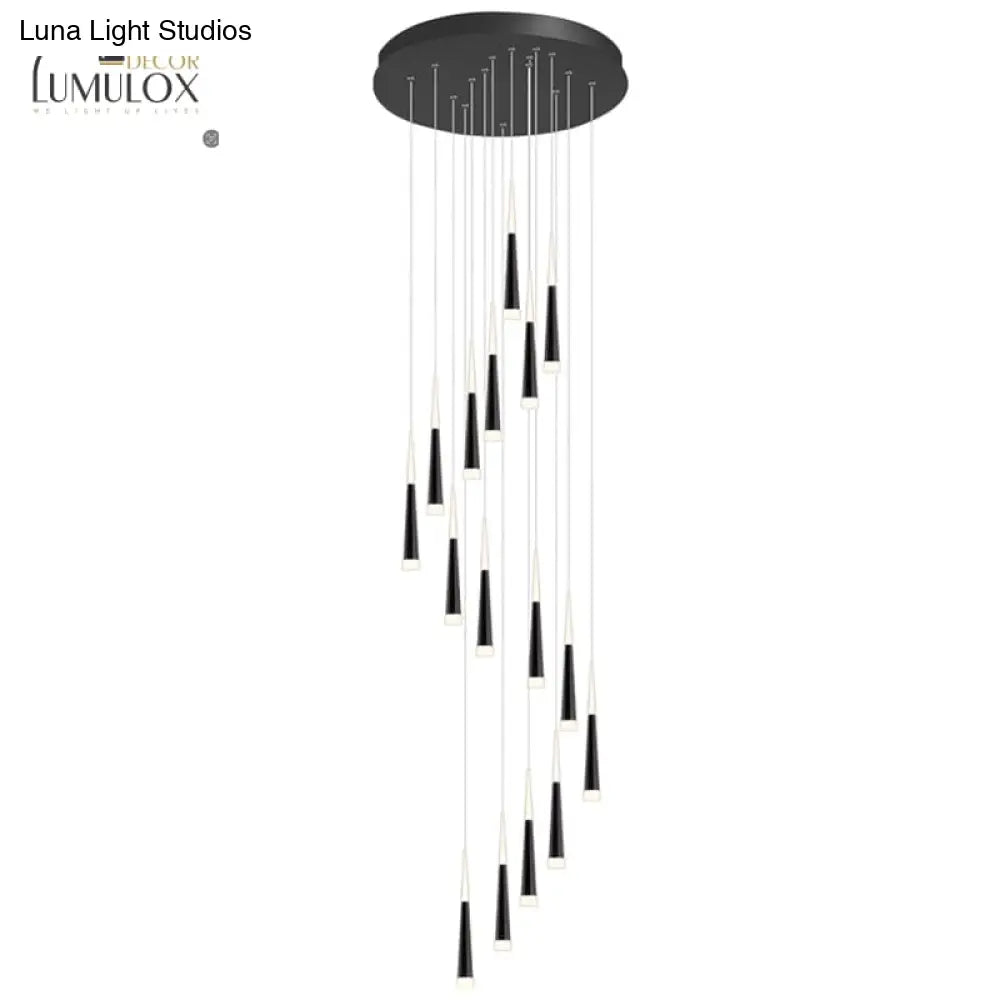 Minimalist Metallic Multi Ceiling Light Staircase Suspension Lighting With Acrylic Shade Pendant