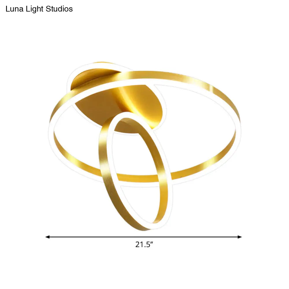 Minimalist Metallic Rings Flush Led Gold Ceiling Lamp - 18’/21.5’ W Warm/White Light
