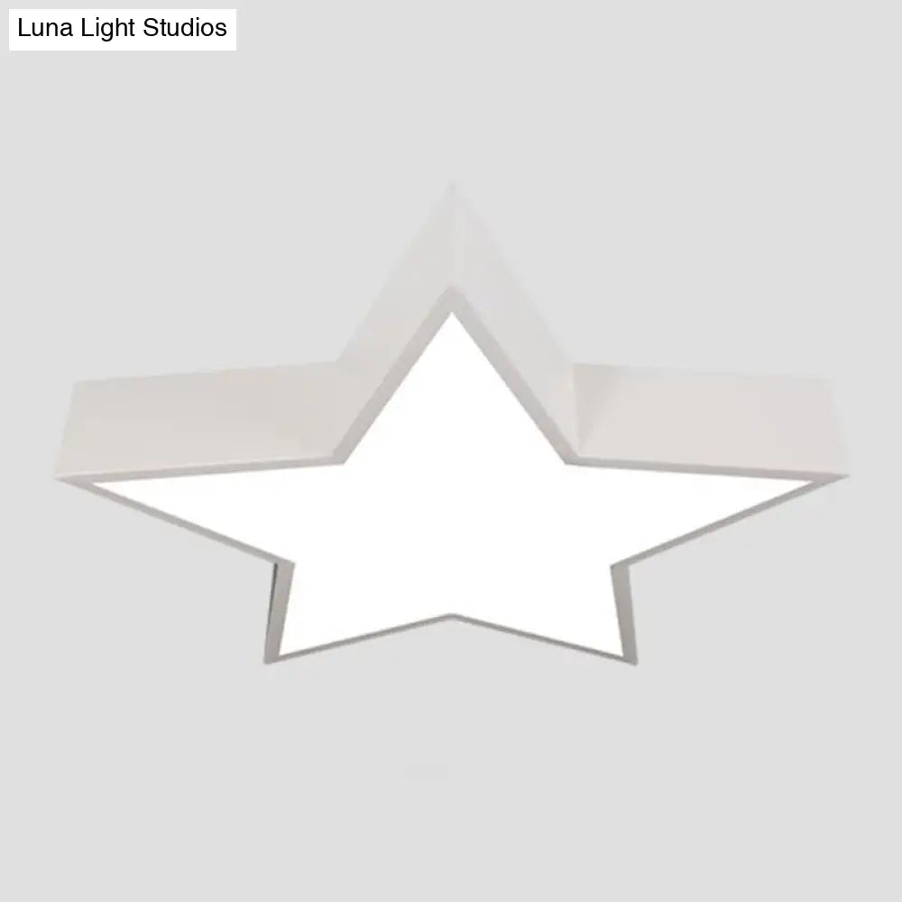 Minimalist Metallic Star Led Flush Ceiling Light For Nursery With Acrylic Shade White / Warm