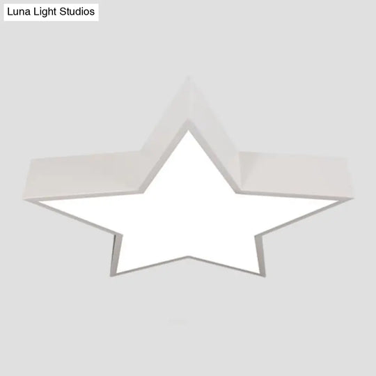 Minimalist Metallic Star Led Flush Ceiling Light For Nursery With Acrylic Shade White / Warm