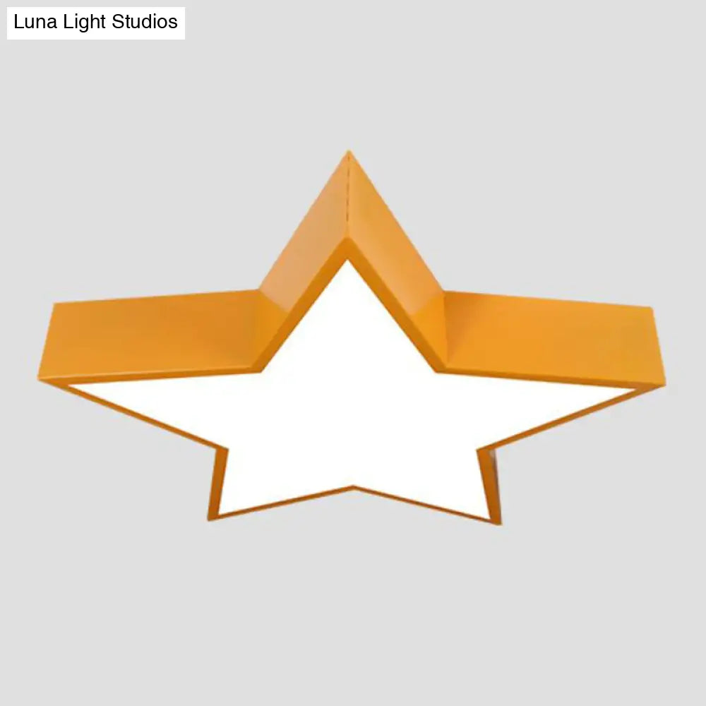 Minimalist Metallic Star Led Flush Ceiling Light For Nursery With Acrylic Shade Yellow / White