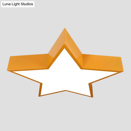 Minimalist Metallic Star Led Flush Ceiling Light For Nursery With Acrylic Shade Yellow / White