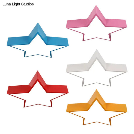 Minimalist Metallic Star Led Flush Ceiling Light For Nursery With Acrylic Shade