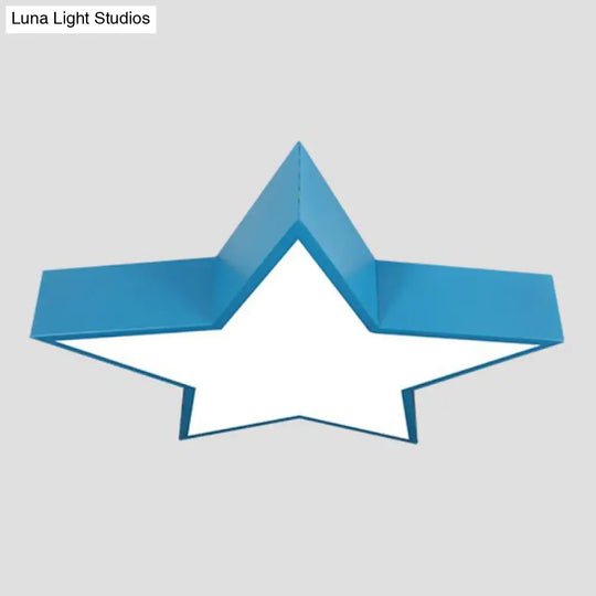 Minimalist Metallic Star Led Flush Ceiling Light For Nursery With Acrylic Shade Blue / White