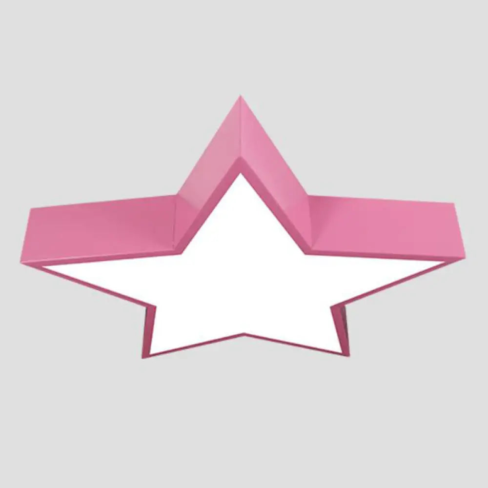 Minimalist Metallic Star Led Flush Ceiling Light For Nursery With Acrylic Shade Pink / White