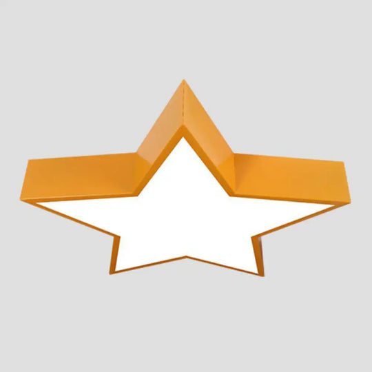 Minimalist Metallic Star Led Flush Ceiling Light For Nursery With Acrylic Shade Yellow / White