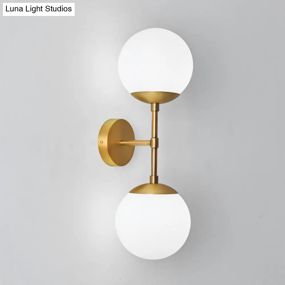 Minimalist Milky Glass 2-Light Wall Sconce - Brass Finish