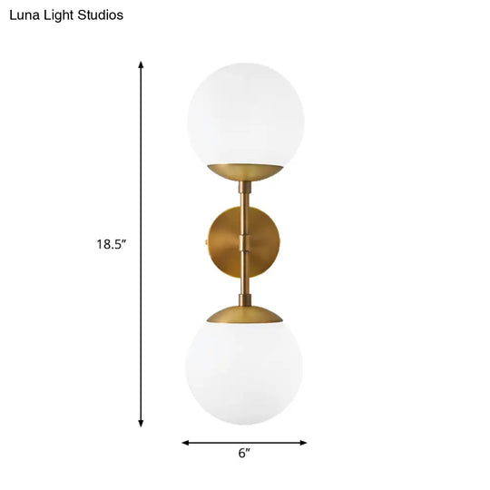 Minimalist Milky Glass 2-Light Wall Sconce - Brass Finish