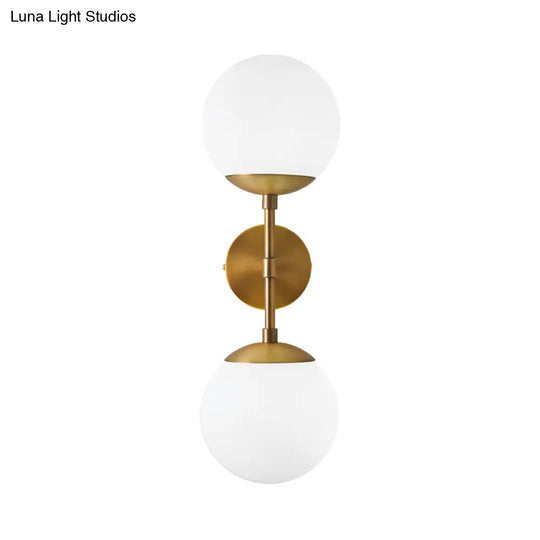 Minimalist Milky Glass 2-Light Wall Sconce - Brass Finish