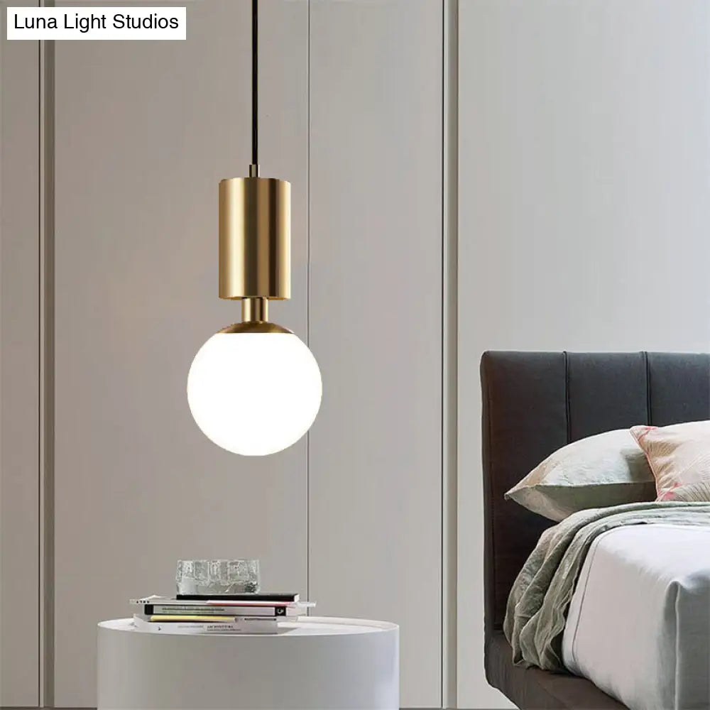 Minimalist Glass Sphere Pendant Light 1-Head Black Ceiling Suspended Lamp 8 Wide Brass / 6