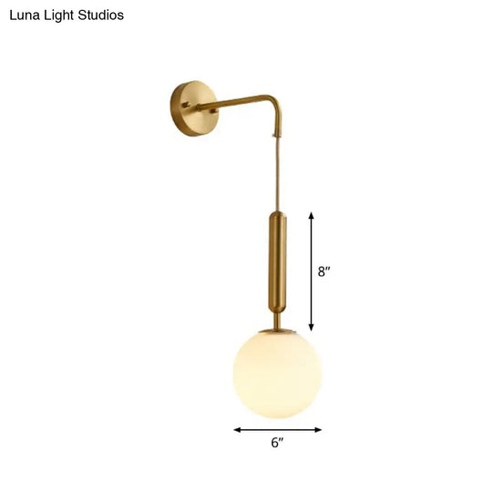 Minimalist Mini Globe Wall Sconce With Cream Glass And Gold Finish For 1-Bulb Lighting