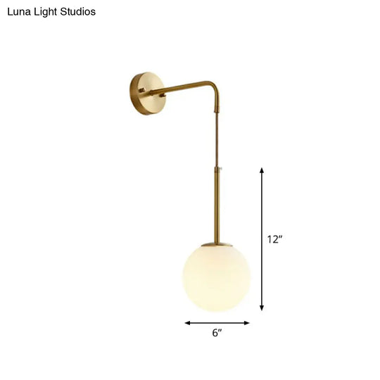 Minimalist Mini Globe Wall Sconce With Cream Glass And Gold Finish For 1-Bulb Lighting