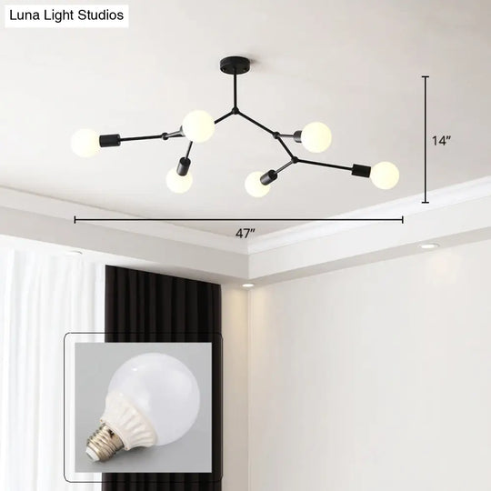 Sleek Molecular Metal Chandelier - Minimalist Light Fixture For Living Room 6 / Black