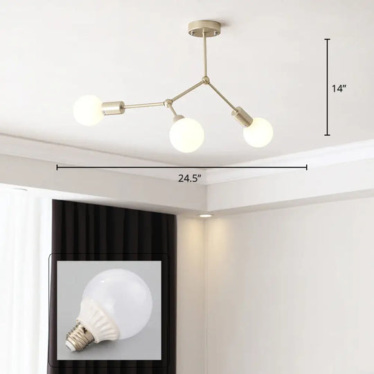 Minimalist Molecular Metal Chandelier: Stylish Living Room Lighting 3 / Gold