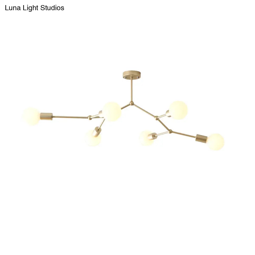 Minimalist Molecular Metal Chandelier: Stylish Living Room Lighting