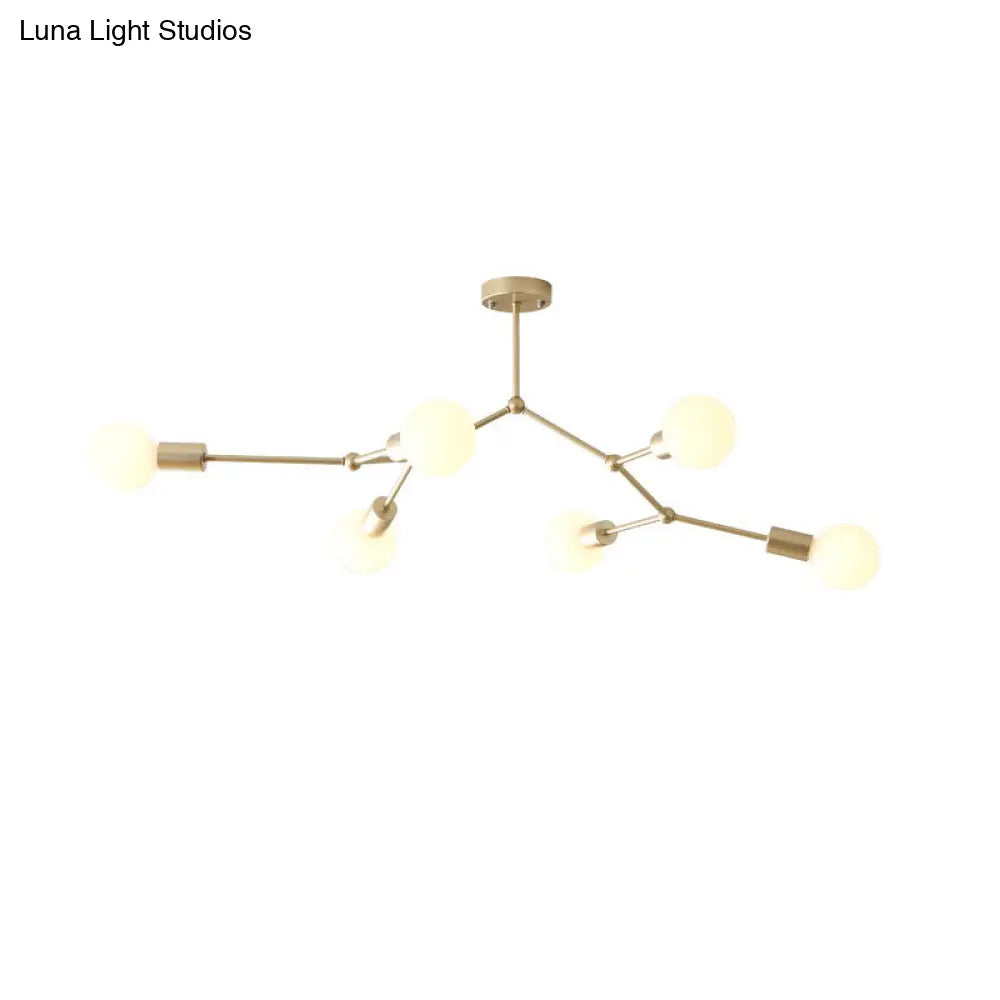 Sleek Molecular Metal Chandelier - Minimalist Light Fixture For Living Room