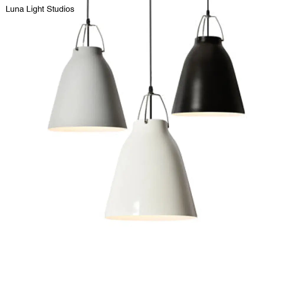 Minimalist Monochrome Pendant Light: Stylish 8/16 Inch Wide Aluminum Hanging Light With Bucket