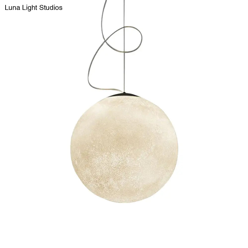 Minimalist Moon Shaped Hanging Lamp: Resin Ceiling Light In White