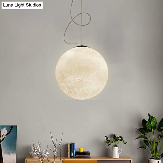 Minimalist Moon Shaped Hanging Lamp: Resin Ceiling Light In White