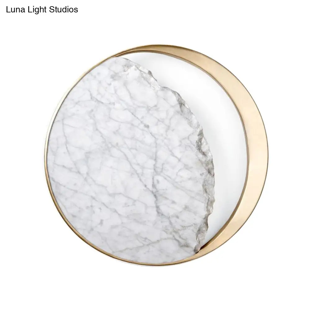 Minimalist Moon Wall Lamp Marble 1-Head Sconce In Gold - Perfect For Living Room