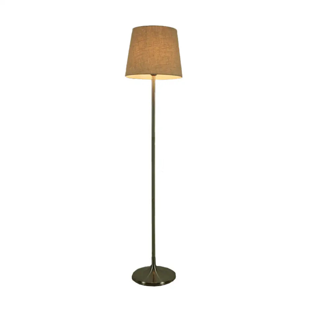 Minimalist Nickel Floor Lamp With Fabric Empire Shade - Perfect For Living Rooms