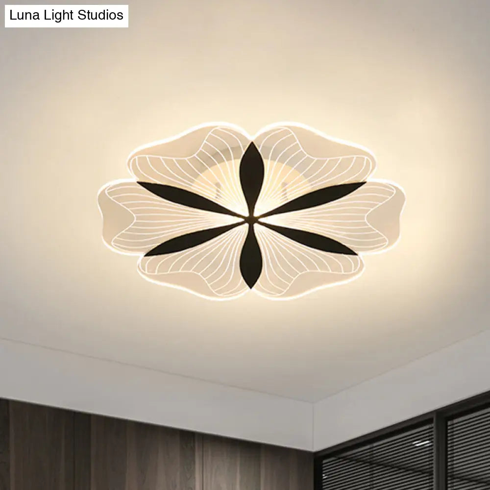 Minimalist Nordic Led Ceiling Flush Mount In Black White/Warm Light - Flower - Inspired Design