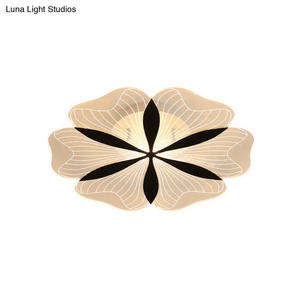 Minimalist Nordic Led Ceiling Flush Mount In Black White/Warm Light - Flower - Inspired Design