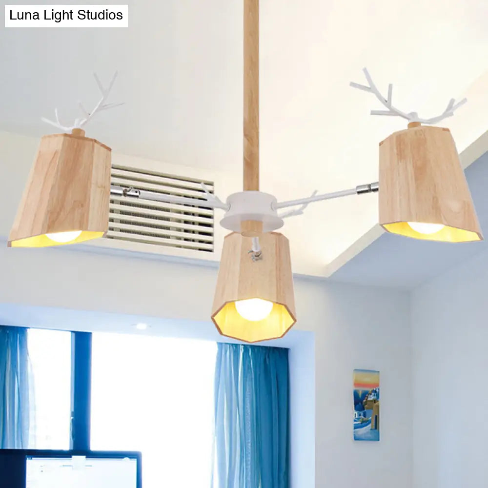 Minimalist Nordic Pendant Light With Deer Horn Design For Living Room In Beige