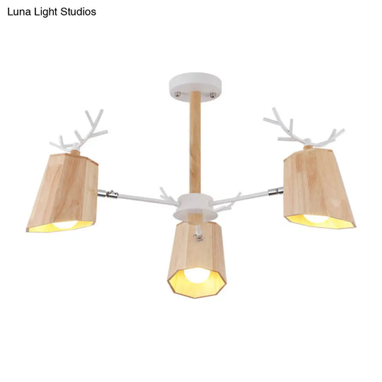 Minimalist Nordic Pendant Light With Deer Horn Design For Living Room In Beige