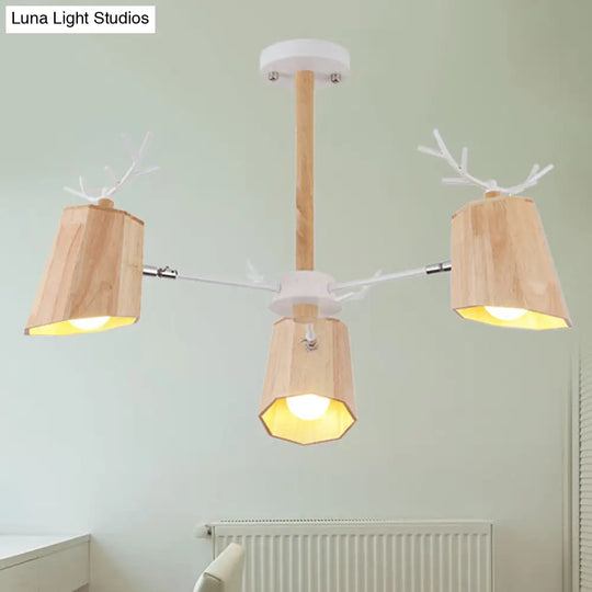 Minimalist Nordic Pendant Light With Deer Horn Design For Living Room In Beige