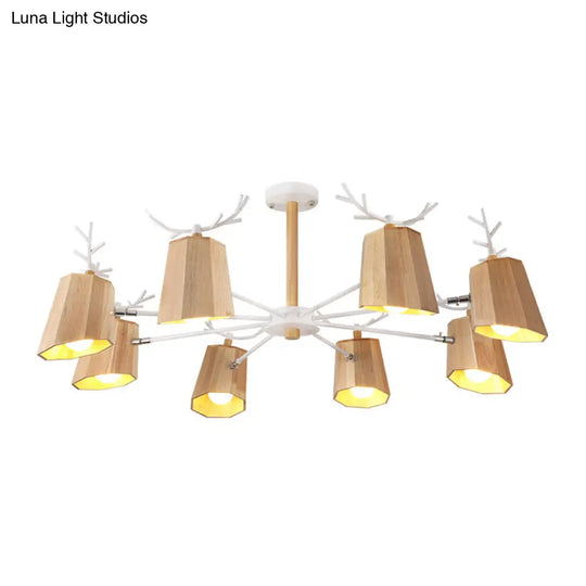 Minimalist Nordic Pendant Light With Deer Horn Design For Living Room In Beige