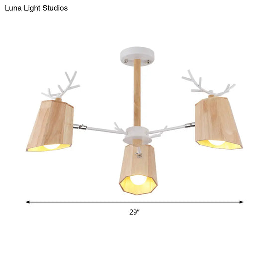 Minimalist Nordic Pendant Light With Deer Horn Design For Living Room In Beige