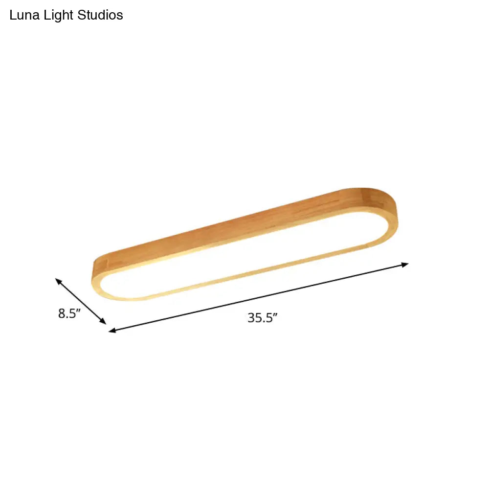 Minimalist Oblong Led Flush Mounted Ceiling Light In Warm/White For Wood Living Room Length Options: